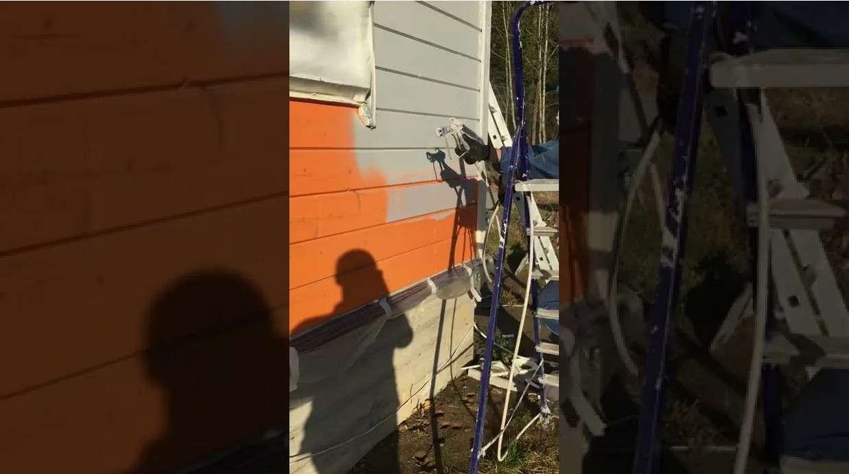 Покраска деревянного дома аэрографом: как получить бесшовное лессирование фасада шаг за шагом