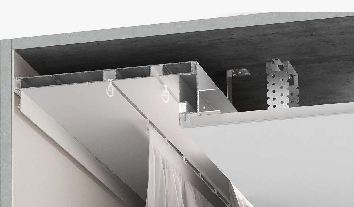 Как сделать идеальную потолочную нишу под шторы: монтаж скрытых карнизов, подсветка и установка электрокарниза