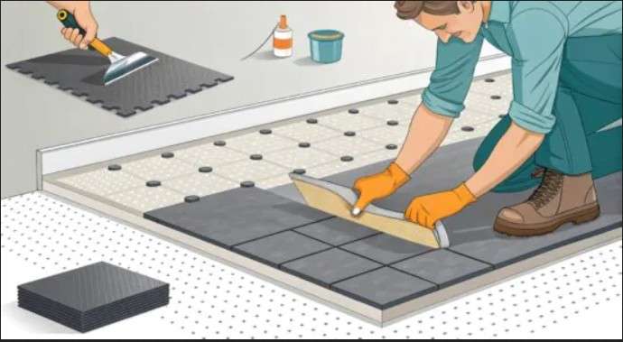 Монтаж бесшовного резинового пола на битумную мастику: как уложить резиновую плитку в гараже своими руками